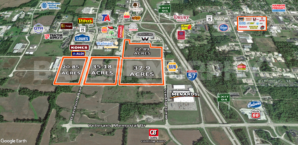 Aerial Image for Commercial Development Sites for Sale, Mt. Vernon, IL