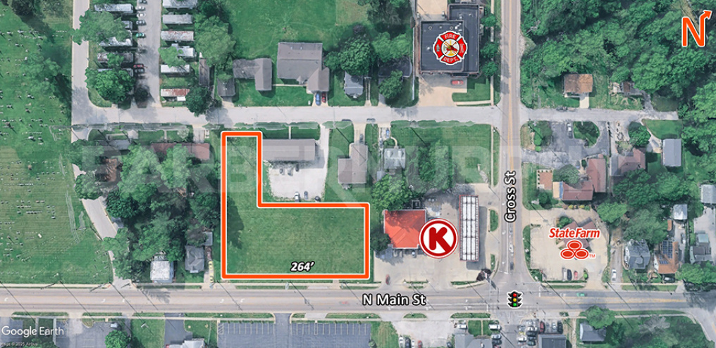 Aerial showing available land parcel for sale