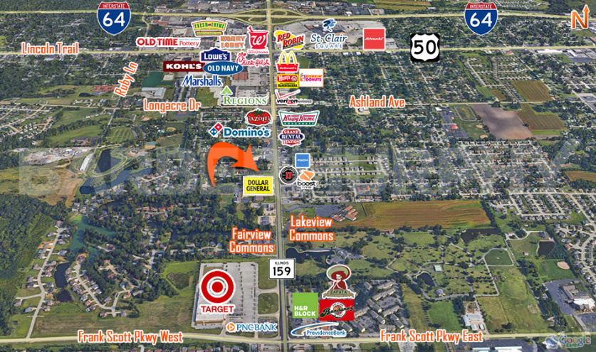 Aerial Location: 2.9 Acre Build to Suit Opportunity in Fairview Heights, IL 
