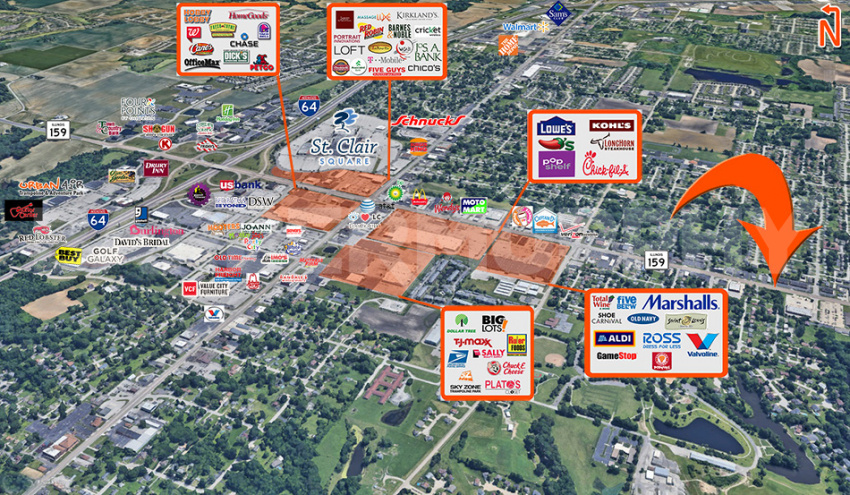 Aerial location: 2.9 Acre Build to Suit Opportunity in Fairview Heights, IL 