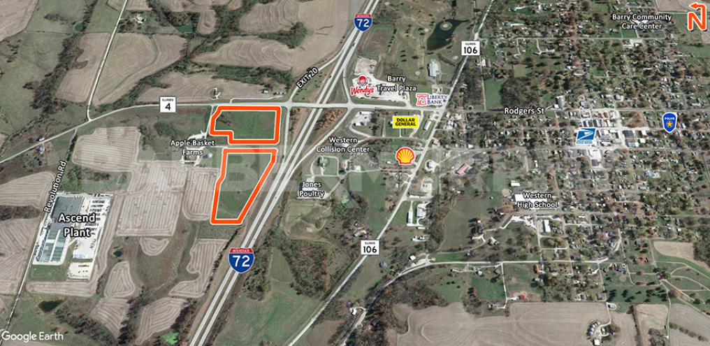 Area Map, land for sale off Interstate 72, Exit 20, Barry, IL