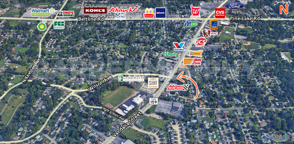 Area Map of 1280 Vandalia Street, Collinsville, IL