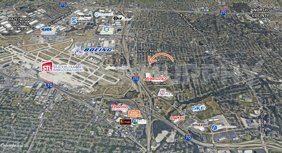 Aerial Location of Industrial property for lease
