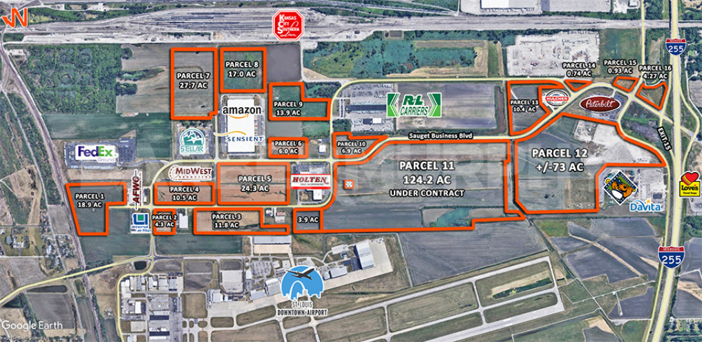 Aerial Image of Sites available in Sauget Industrial Park