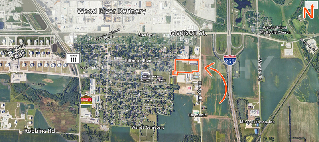 expanded aerial view for 1 Gemini Industrial Dr., Roxana, IL 62084