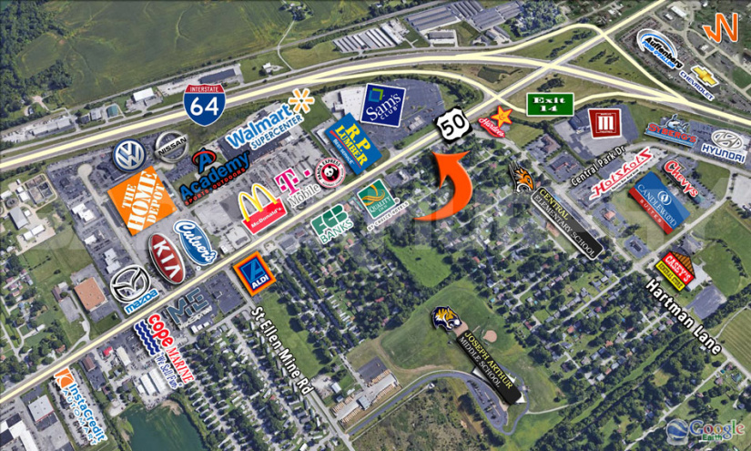 aerial map for 1317 West Hwy 50, O'Fallon, IL 62269