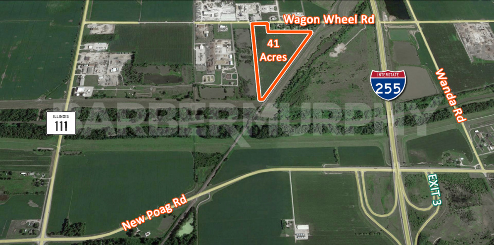 Industrial Site Aerial View - 41 Acre site off IL-111 on Wagon Wheel Rd  and near I-255, exit 3, S Roxana, IL in St. Louis MSA Region - Metro East