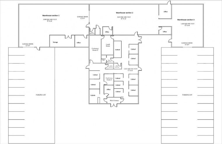 Floor plan 10,600 SF Office/Warehouse 