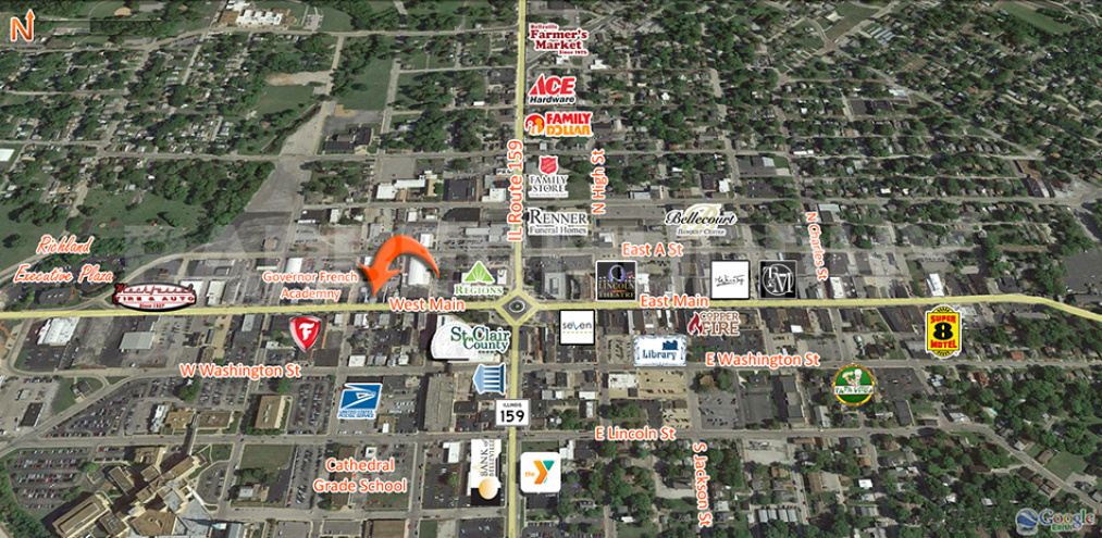 Expanded Aerial of 127 West Main Street, Belleville, IL 62220