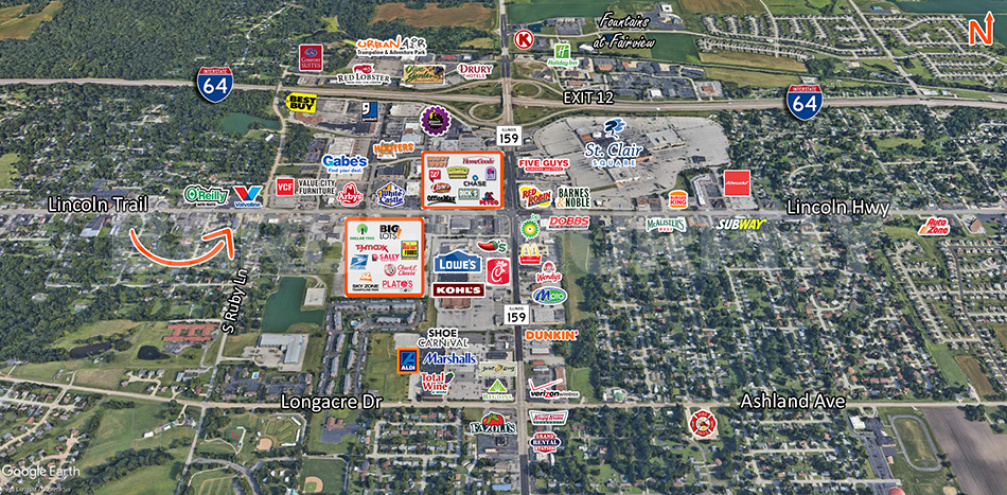 Expanded Aerial of 10608 Lincoln Trail, Fairview Heights, IL 62208