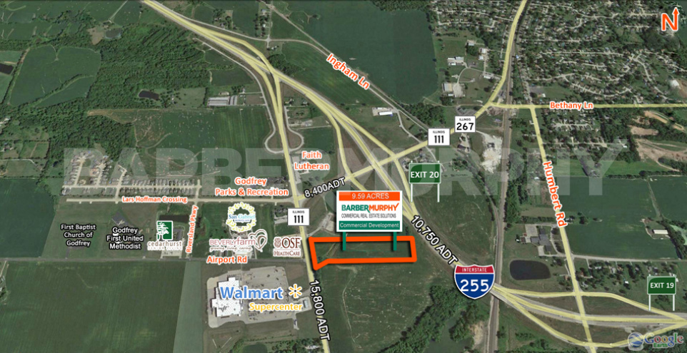 Area Map of Commercial Development Site on Godfrey Rd, Route 111, Godfrey, IL