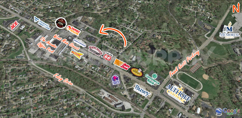 Expanded Aerial of 6401 West Main Street, Belleville, IL 62223