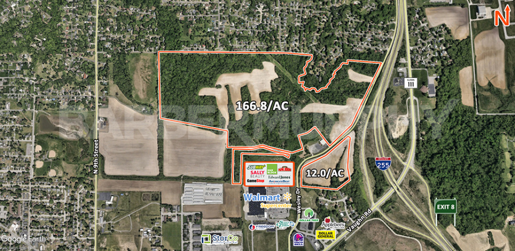Aerial showing parcels