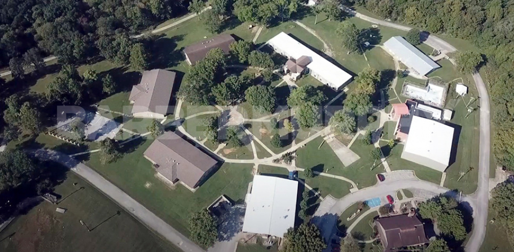 Aerial of Welcome Center, Dorms and Recreation Area