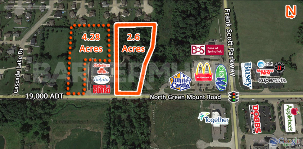 Aerial View of 2.6 and 4.8 Acre Lots for Sale in Shiloh, IL on N Green Mount Rd