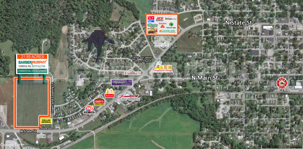 Area Map for 25 Acre Development Site for Sale, North State St, Route 15, Freeburg IL