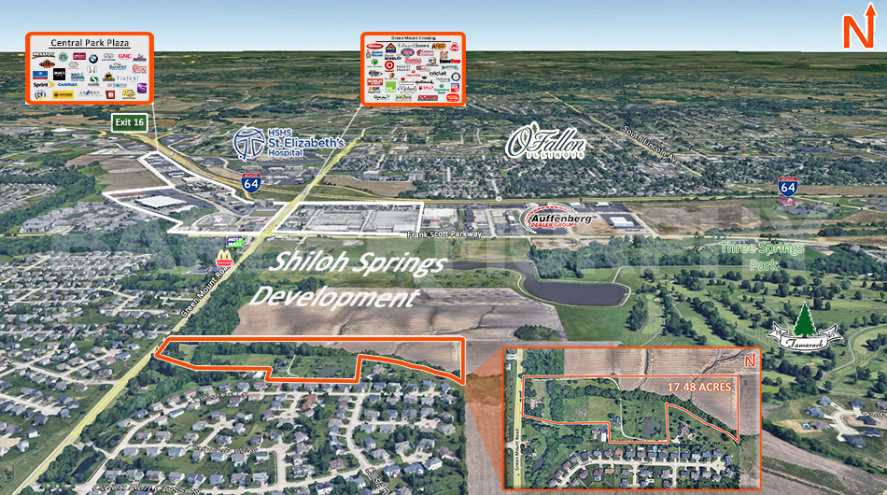 Area Map of 17.48 Acre Development Site for Sale off Green Mount Rd in Shiloh, IL 