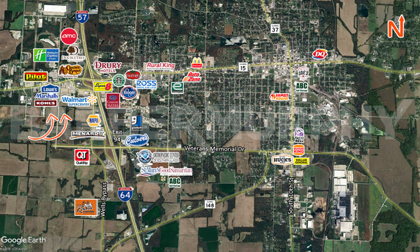 Midrange Aerial for Davidson Avenue, Mt Vernon, IL, Commercial/Mixed Use Development Sites for Sale, Jefferson County, Southern IL