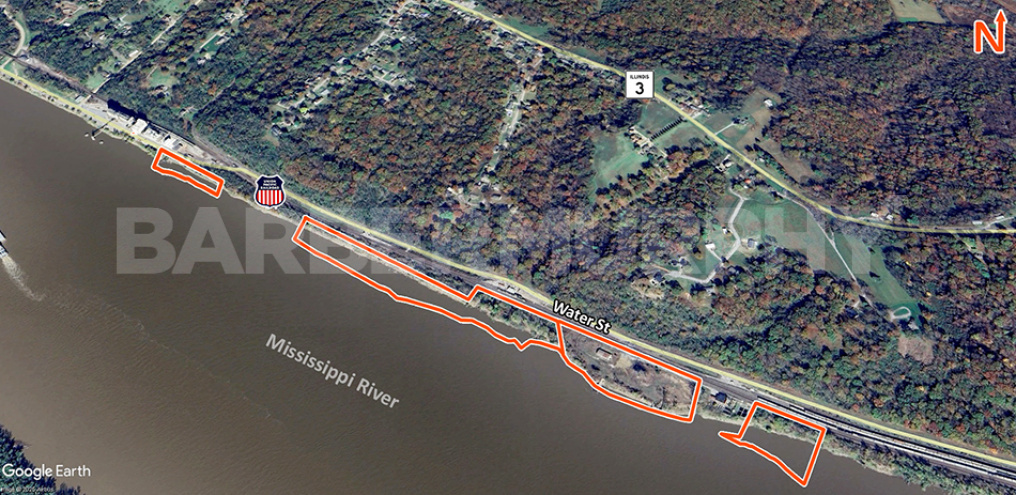 Aerial of all sites Barge and River Front