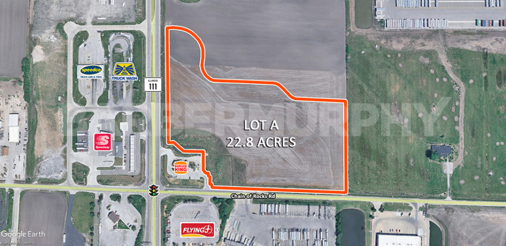 Close aerial of commercial site for sale in Gateway Commerce Center