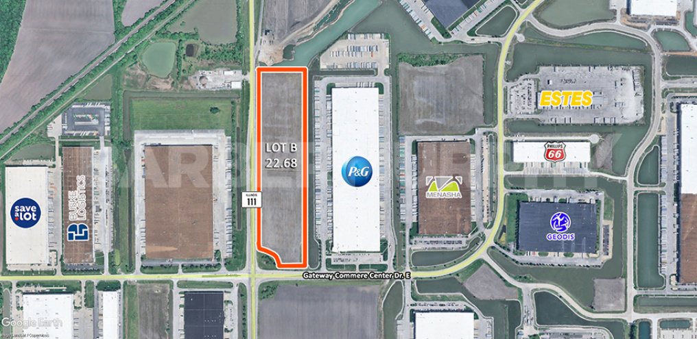 Close aerial of Inustrial Zone Site for Sale in Gateway Commerce Center