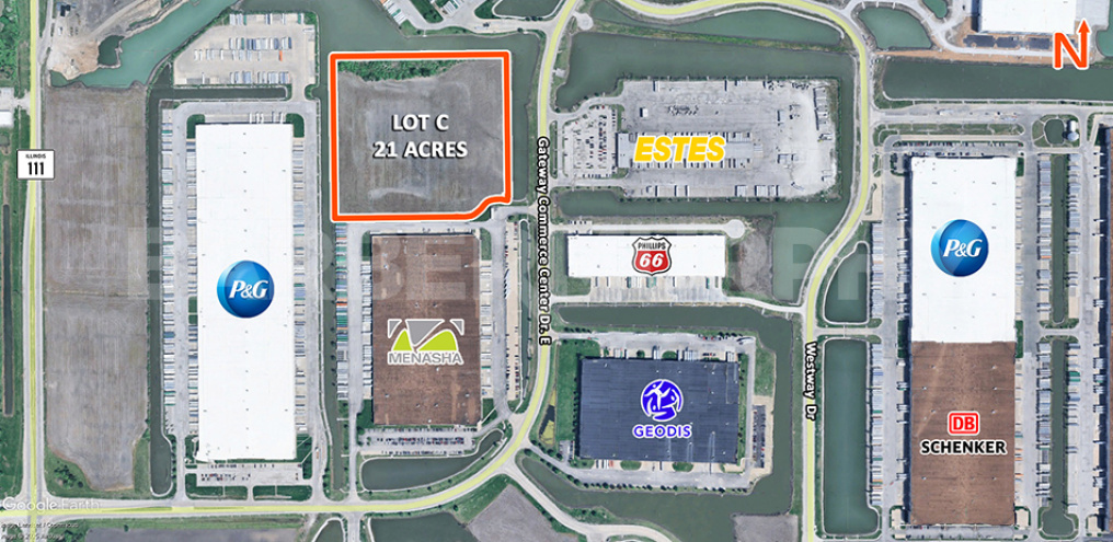 Close aerial of Inustrial Zone Site for Sale in Gateway Commerce Center