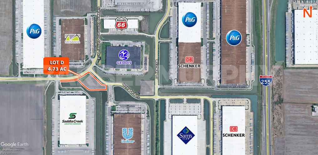 Close aerial of Inustrial Zone Site for Sale in Gateway Commerce Center