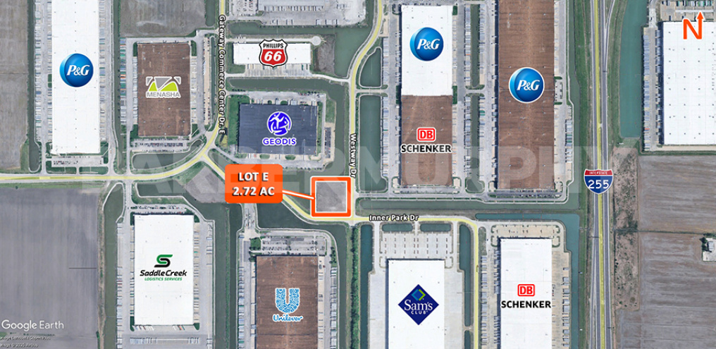 Close aerial of Inustrial Zone Site for Sale in Gateway Commerce Center