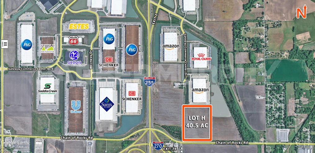 Close aerial of Industrial Site for Sale of Build to Suit in Gateway Commerce Center