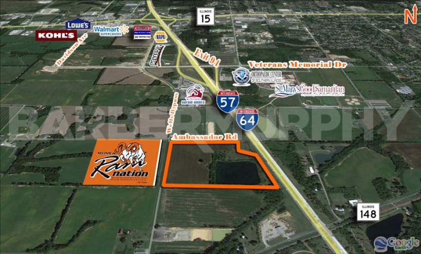 Site Map for Wells Bypass and Ambassador Dr., Mt. Vernon, IL 62864, Development Site with Interstate Visibility