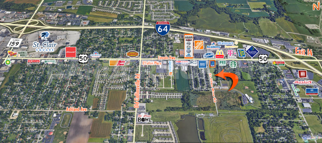 Area Map for 5.0 Acre Commercial Development Site, 120-142 St. Ellen Mine Rd, O'Fallon, Illinois 62269