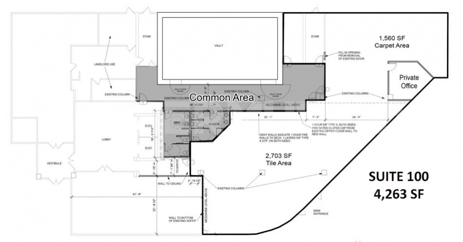 Floor Plan Suite 100 of Class A Office Building with Space for Lease in Downtown Belleville, IL