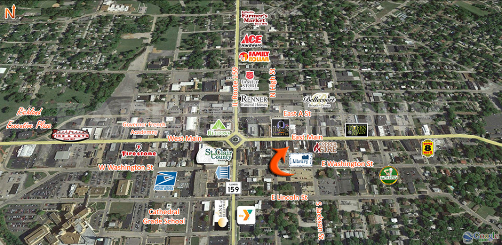 Aerial location of landmark retail location 