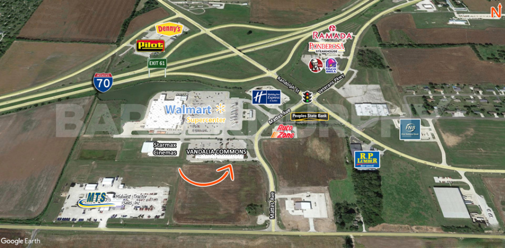 Area Map of Mattes Ave, Vandalia, IL, Space for Lease in Vandalia Commons