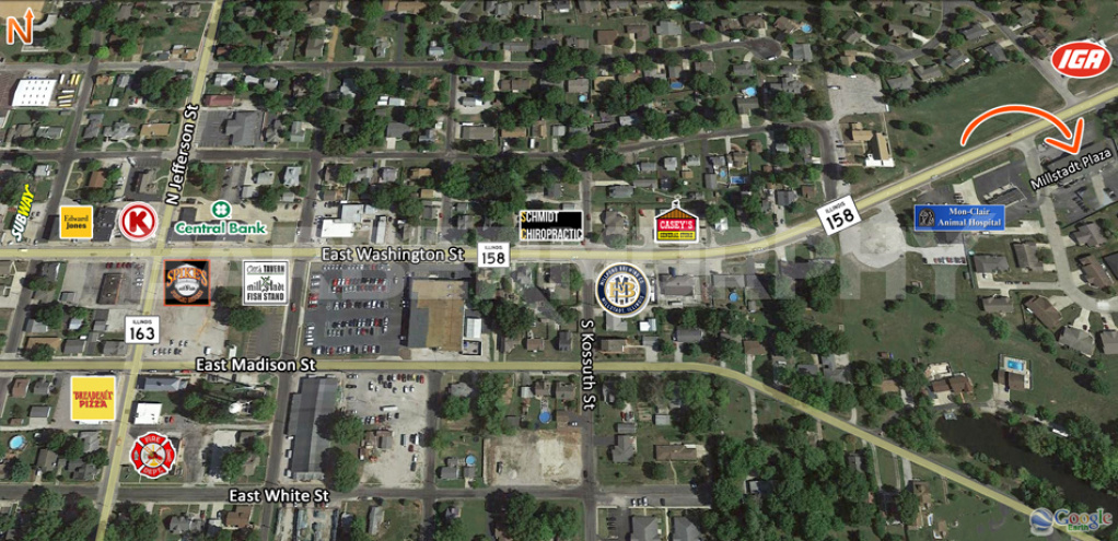 Area Map of 548 East Washington, Millstadt, IL - Retail, Office Space for Lease in Millstadt Plaza