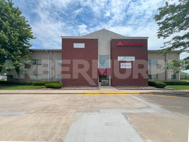 Exterior image of office building with space for lease