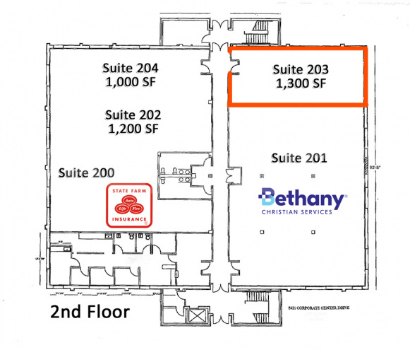 Floor plan Image of Suite 203, 1,300 SF Office Space for Lease