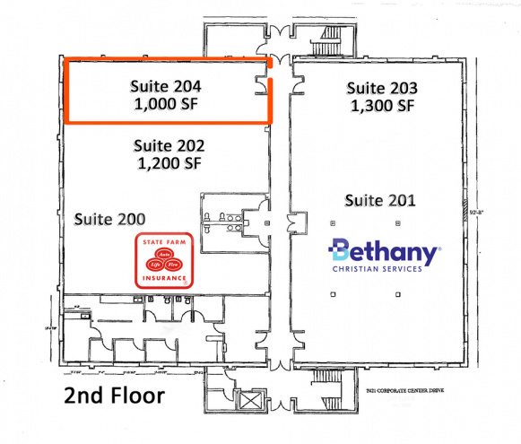 Floor plan Image of Suite 204, 1,000 SF Office Space for Lease