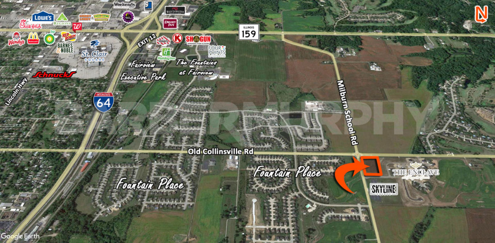 Area Map of Development Site at the corner of Old Collinsville Road and Milburn School Road