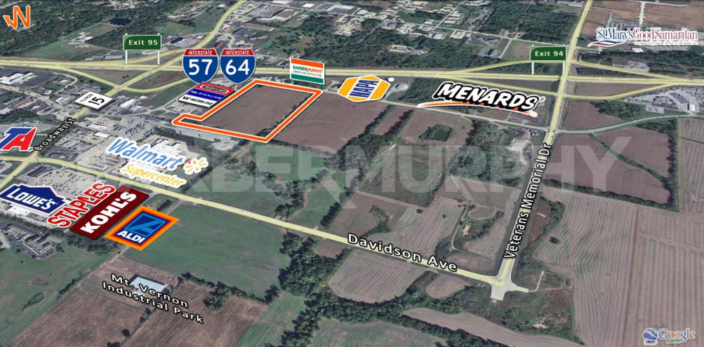 Area Map for 24.9 Acre Retail/Hospitality/Hwy Business Development for Sale, Wells Bypass, Mt. Vernon, IL 62865, Jefferson County