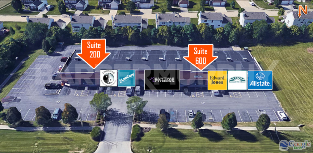 closer aerial of suites available for 1207 Frank Scott Pkwy, Shiloh, Illinois 62269