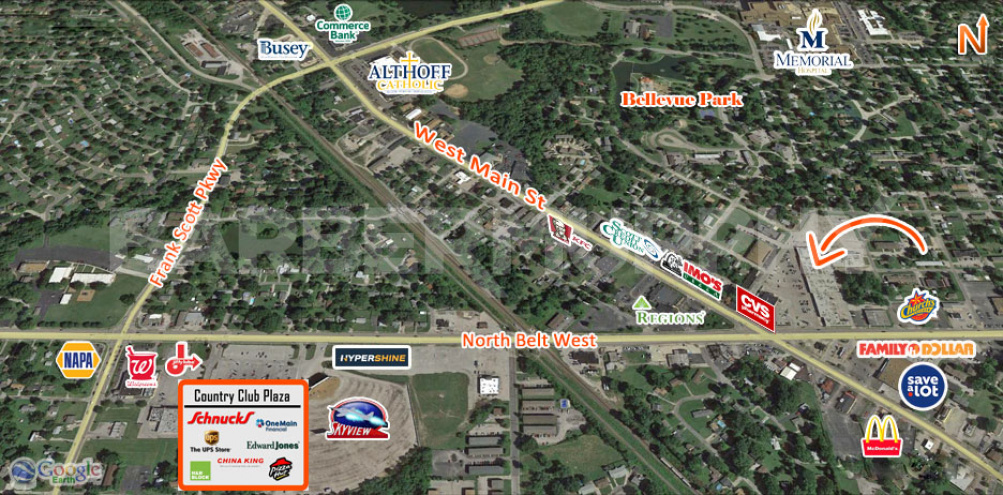 Area Map for 4600 West Main St., Belleville, IL 62226, Bellevue Park Plaza