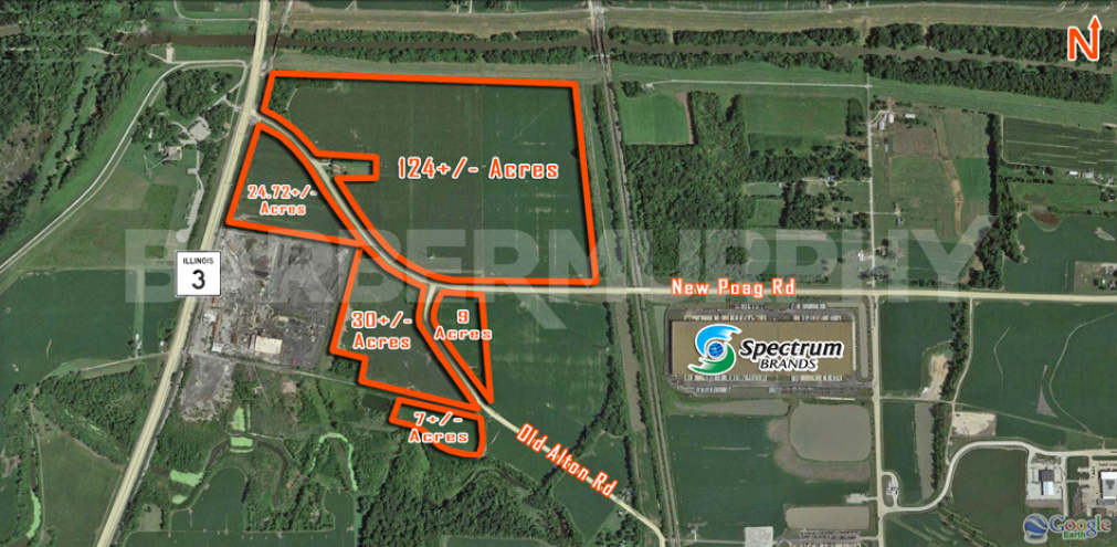 Site Map of Industrial Land for Sale on New Poag Rd, Hartford, IL 