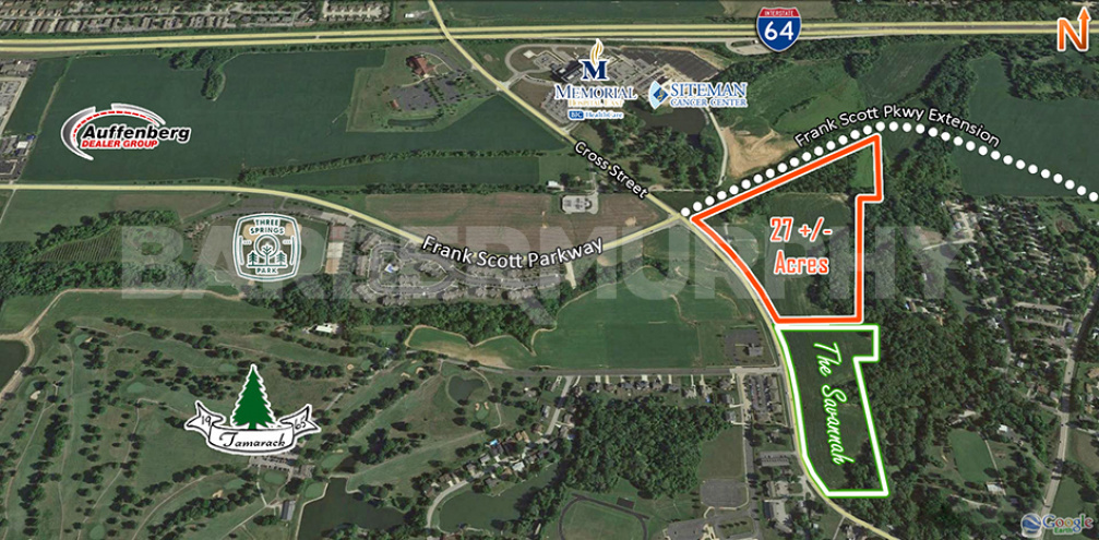 Site Map for Commercial Development Site in Shiloh, IL, at Cross St and Frank Scott Pkwy