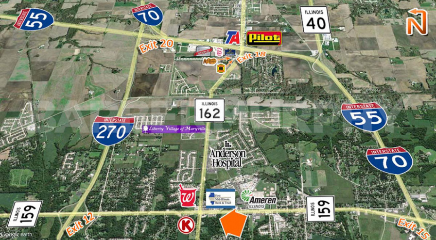 Expanded Area Map of Commercial Development Site on IL-159 in Maryville, IL