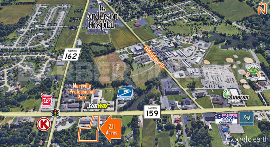 Area Map of Commercial Development Site on IL-159 in Maryville, IL