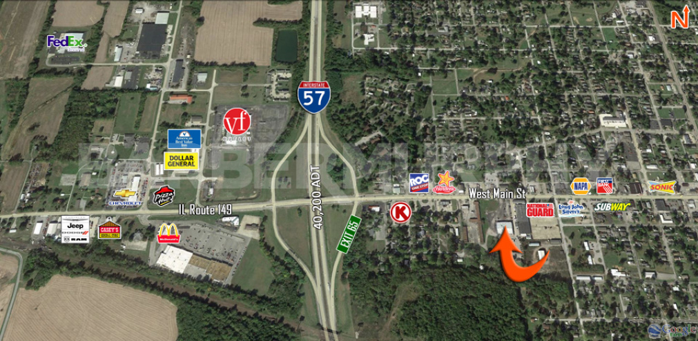 Area Map for 19,054 SF Retail Building/Former Grocery Market for Sale, 1001 West Main St, West Frankfort, Illinois 62896, Franklin County