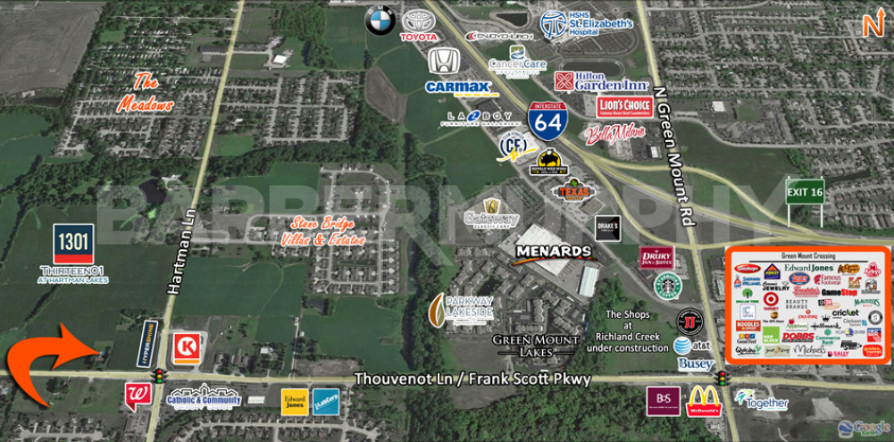 Area Map for 2.93 Acre Development Site - For Sale at 1318 Thouvenot Lane_Frank Scott Pkwy, O'Fallon, IL