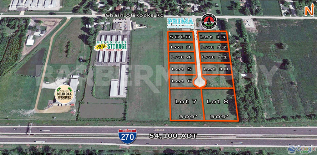 Site Map of Platted Commercial Lots for Sale Route 66 Business Park