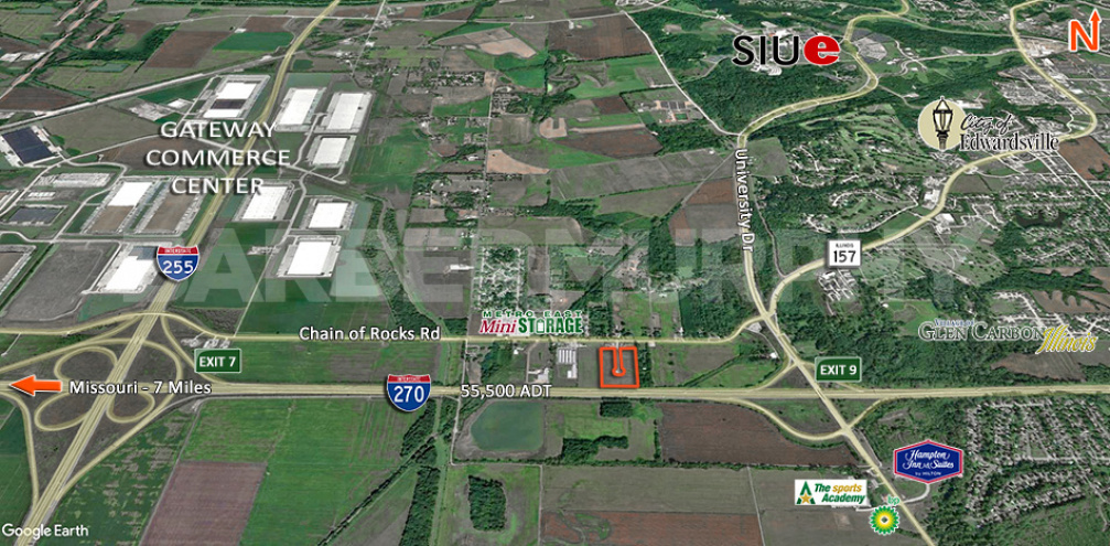 Area Map for Route 66 Business Park, Commercial Lots for Sale, Edwardsville, IL 62025,  Madison County, St. Louis Bi-State Region, Metro East, SW Illinois